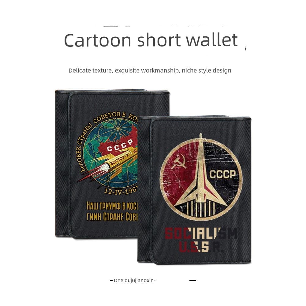 carteira masculina carteira masculina com ziper CCCP Antigo Russo Russo Airlines Astronauta Único Street Wear Adolescent