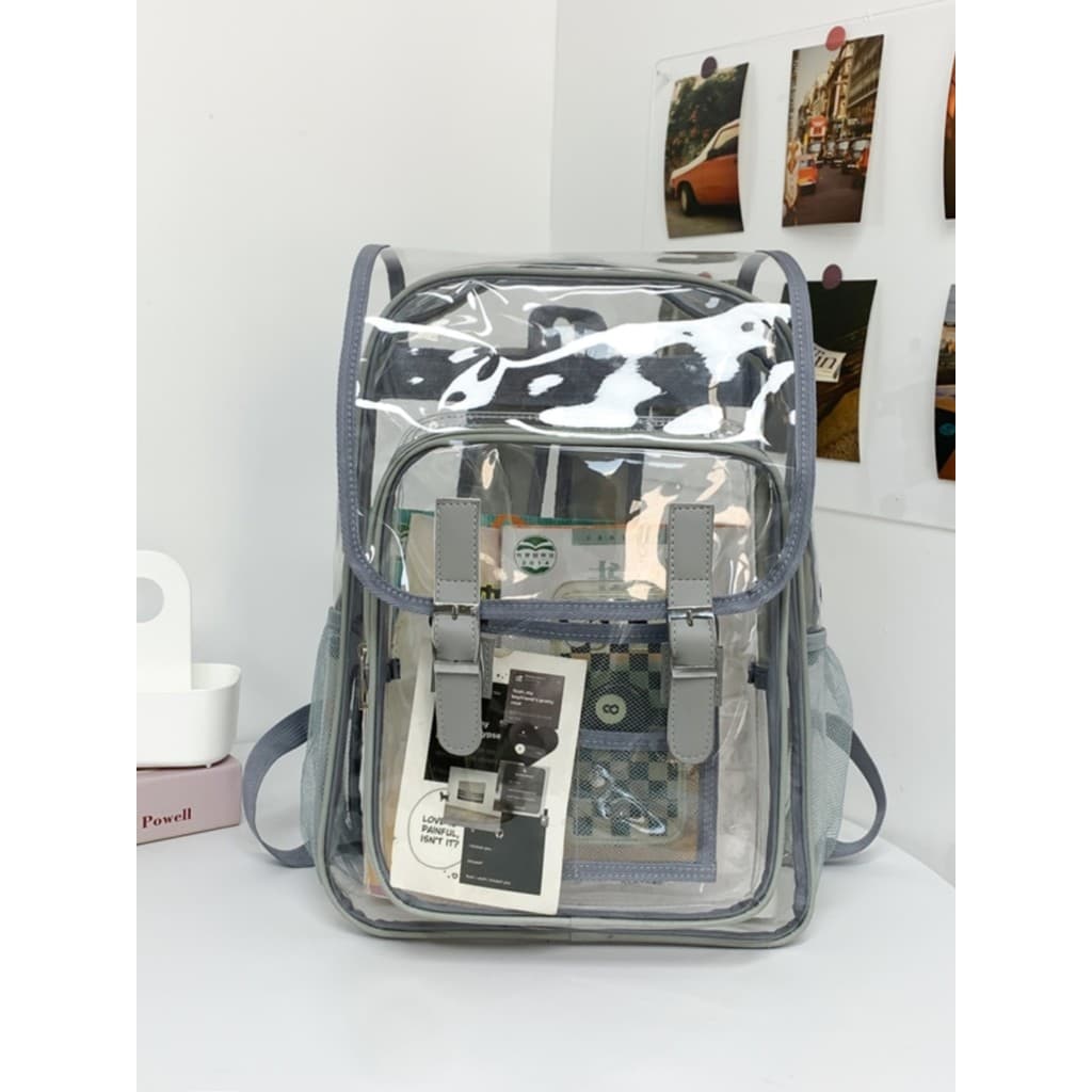 Transparente transparente geléia saco masculino estudante universitário PVC saco de escola feminino 2024 novo estilo moc