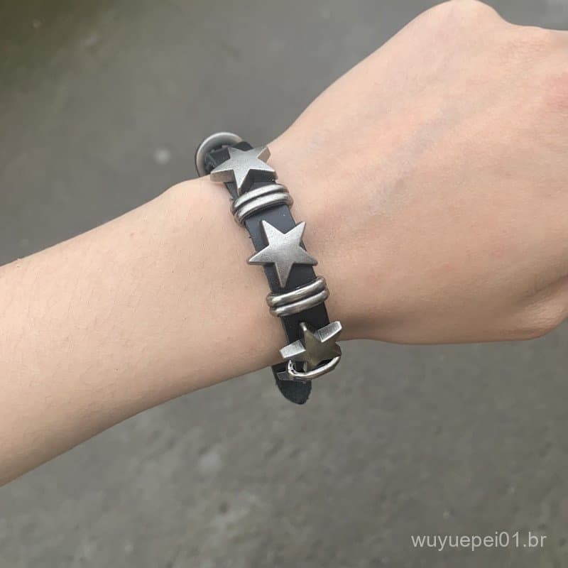 Pulseira De Couro Estrela Do Vintage Para Mulheres Doce Legal Tendência Charme Moda Ajustável Harajuku Y2K Jóias