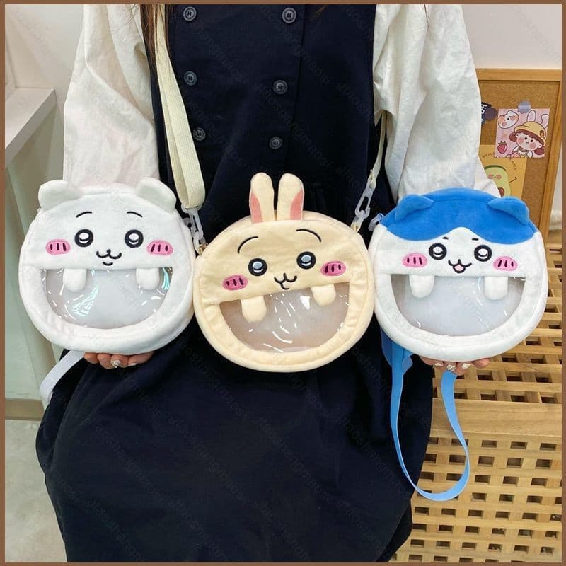 YT2 Chiikawa Usagi Hachiware Duas bolsas de ombro transparentes, adequadas para meninas, moda fofa de desenho animado, g