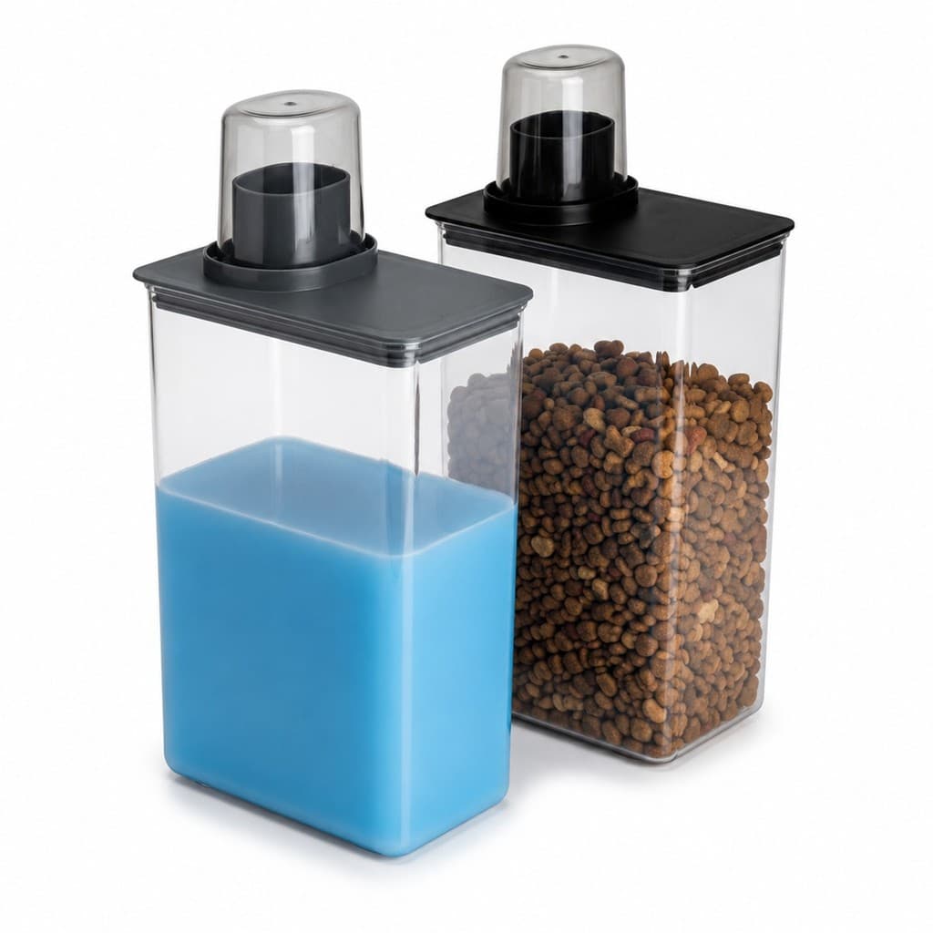 Kit 2 Dispenser Acrílico Transparente 2,6L Pote Ração Alimento Organizador Multiuso