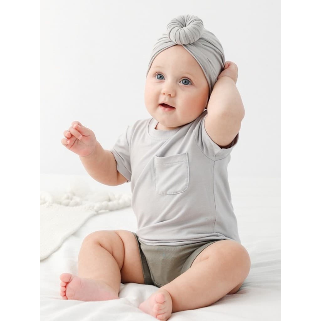 Europeu americano bebê fibra de bambu camiseta de manga curta cor sólida infantil macio meia manga topo verão