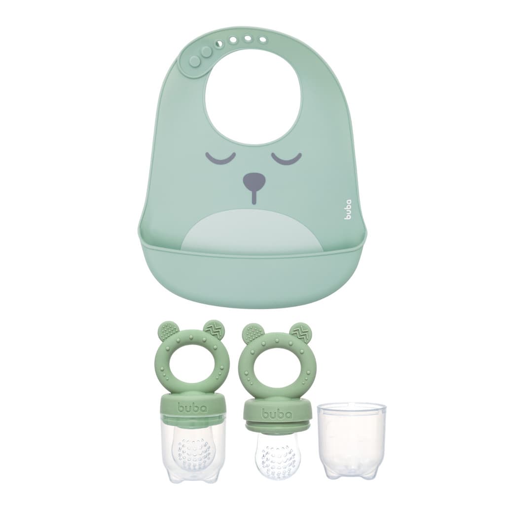 Kit Buba Porta Frutinha Babador Silicone Introdução
