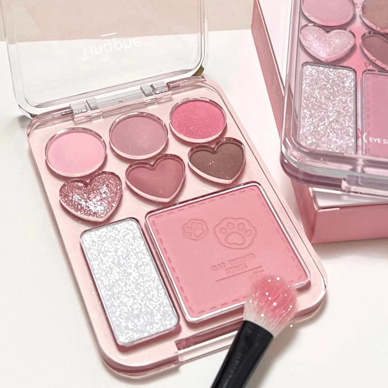 Paleta de sombras amor luz diária maquiagem Blush destaque paleta tudo-em-um caramelo rosa marrom terra cor iniciante ro