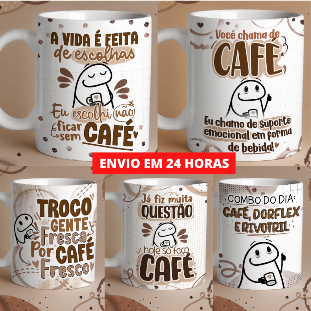 Caneca de Porcelana Personalizada - Xícara com Frases engraçadas e Divertidas - Café - Bento Flork Meme Cafe