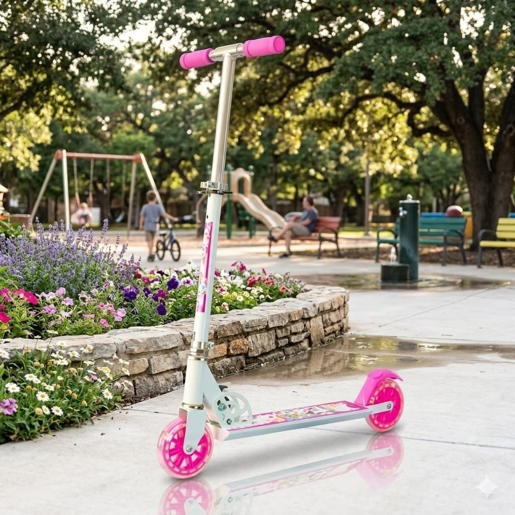 Mini Patinete Infantil Feminino Ajustável Rodas LED Seguro Branco