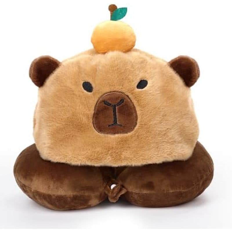 Almofada De Viagem Em Forma De U Capivara Com Capuz , Travesseiro De Pelúcia Para Encosto De Cabeça De Pescoço , Suprime