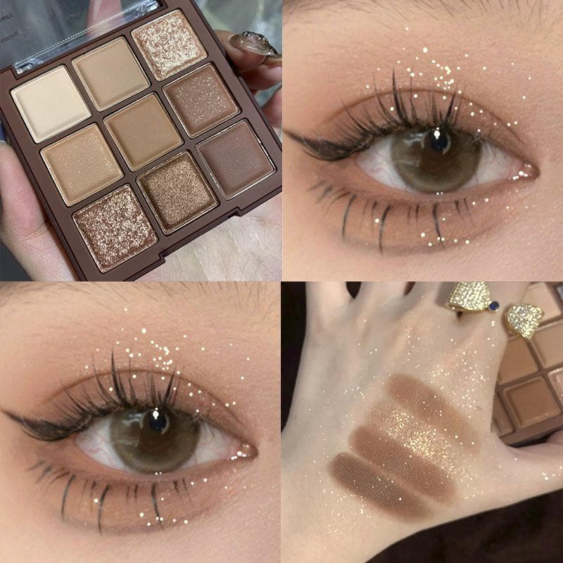 Paleta de sombras de Chocolate de nove cores perolado fosco grandes lantejoulas finas piscando bicho-da-seda novato terr