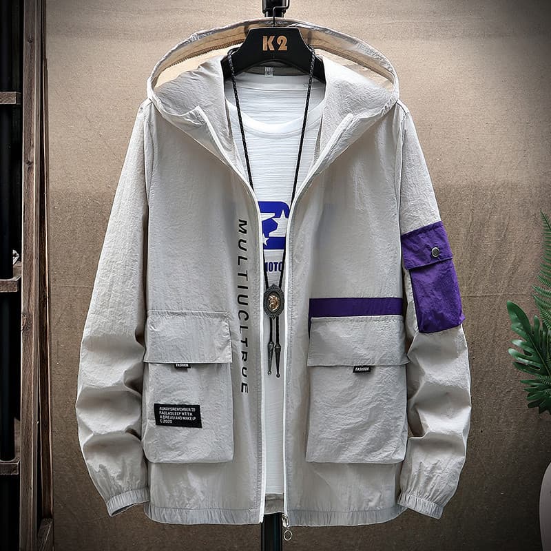 Roupas de proteção solar masculinas ultrafinas jaqueta de seda gelada respirável protetor solar roupas externas para jov