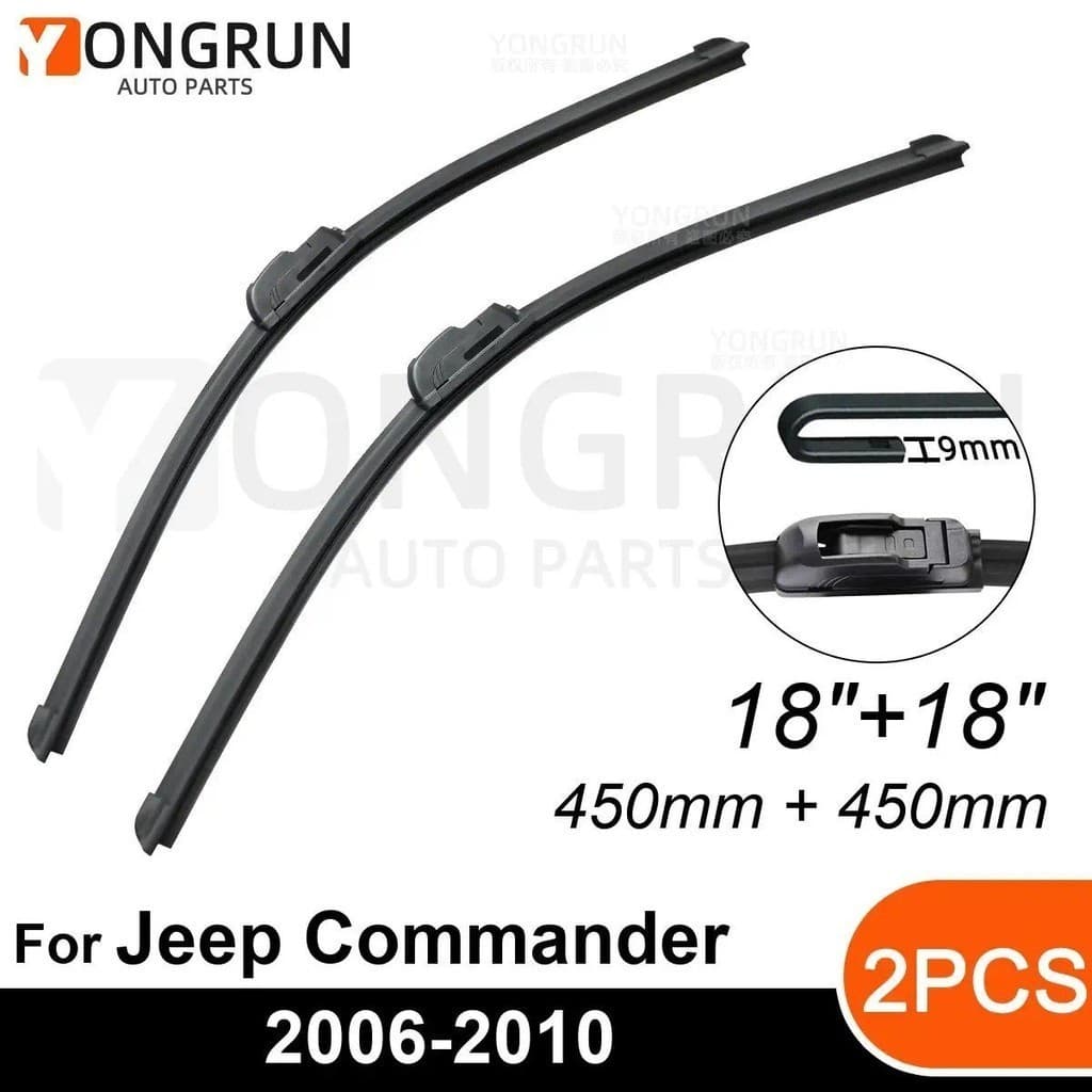 Limpadores Dianteiros Para Jeep Comandante 2006-2010 Lâmina De Limpador De Borracha 18 " + Acessórios Pára-Brisa De Carr
