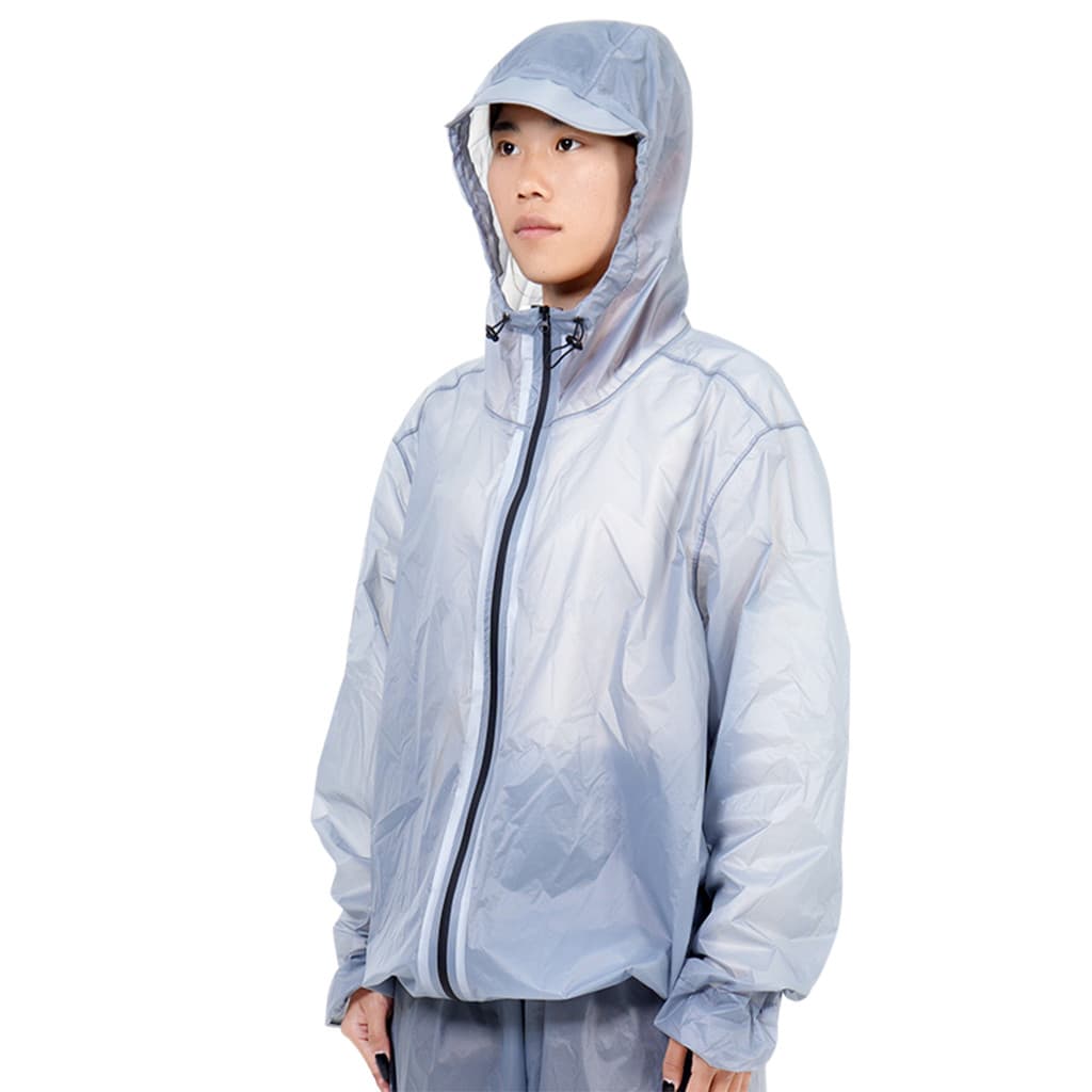 Jingxing capa de chuva unissex para caminhadas, viagem, zíper completo, à prova de vento, à prova de chuva, montanhismo,