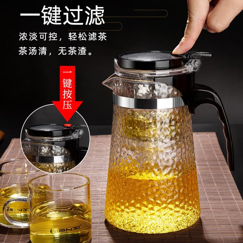 Tianxi martelo padrão elegante copo bule chá separação de água vidro bule filtro flor bule chá conjunto chá doméstico