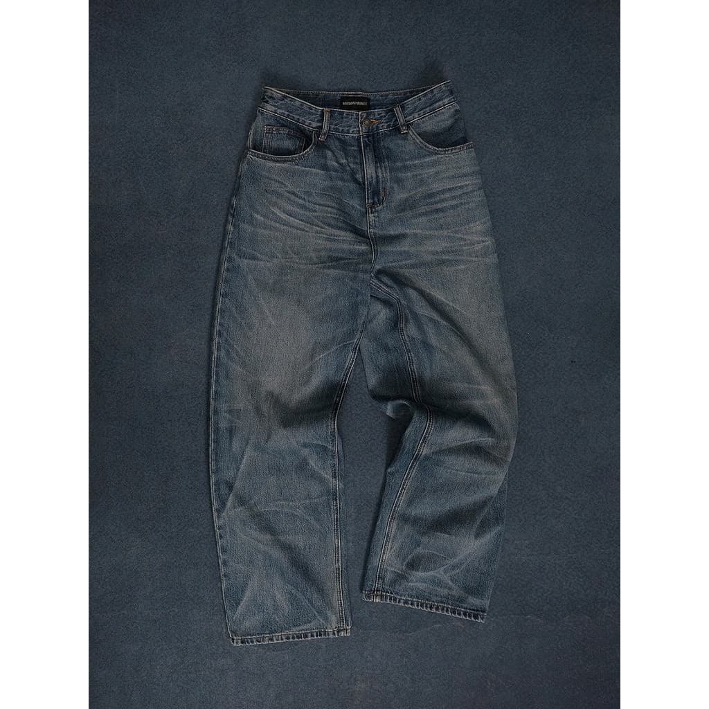 MASONPRIME Calça reta de cintura alta tipo garra fantasma lavada clássica calça jeans masculina solta All-Match calça Ca