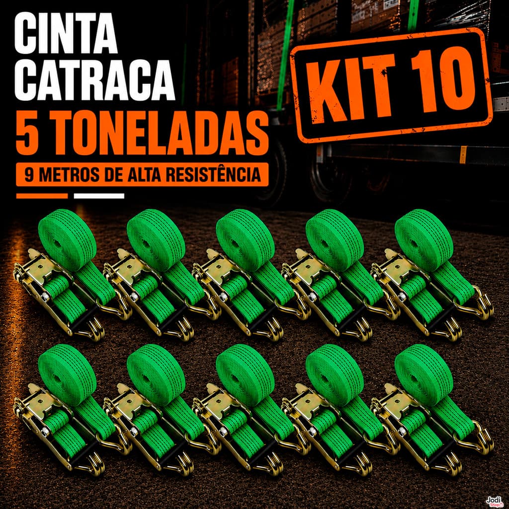 Cinta Carga Reforçada 5 Toneladas Com Catraca De Pressão