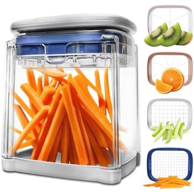 Cortador De Batata Frita Manual , Picador De Vegetais , Lâminas De Fatiador Para Batatas Com Recipiente