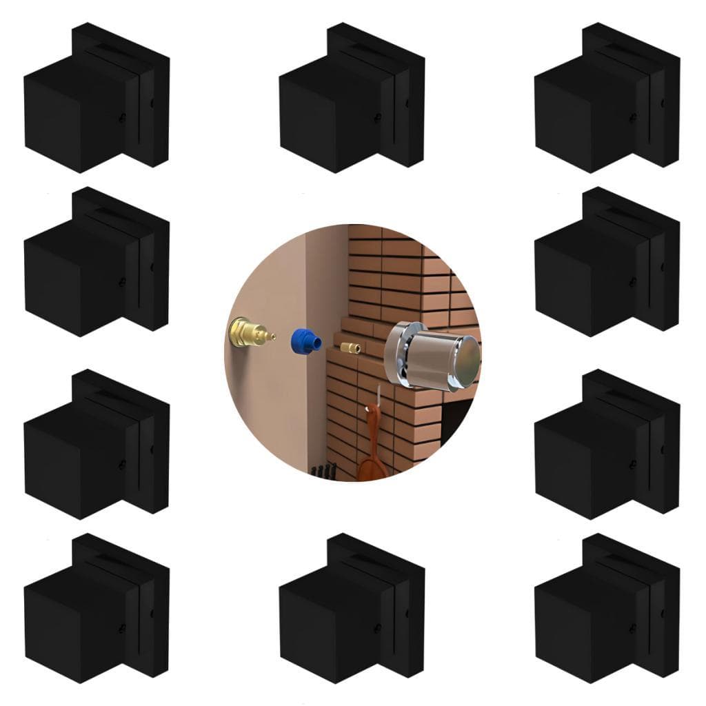 Kit 10 Acabamentos Quadrados Padrão DECA 100% Metal - Preto Fosco para Banheiro/Cozinha