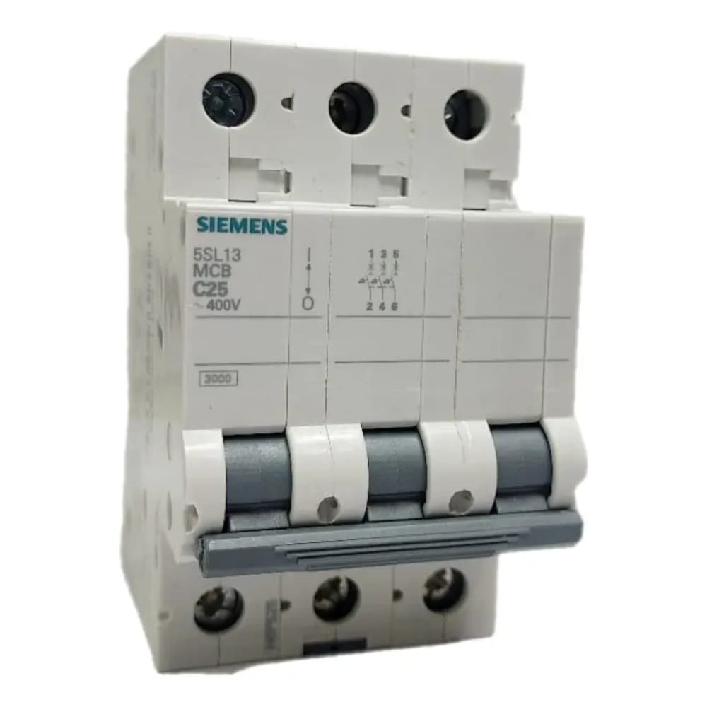 Disjuntor Interruptor Tripolar Siemens 25A Curva C 3 Polos Trilho DIN 6kA