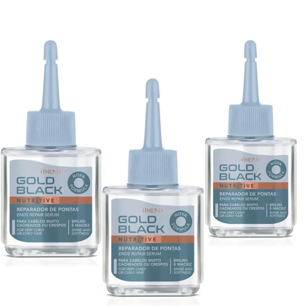 Kit 3 Óleos Reparador de Pontas Amend Gold Black Nutritivo 30ml