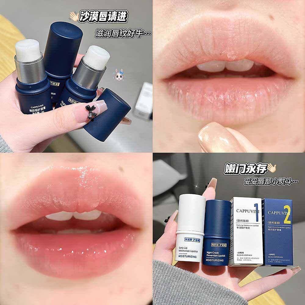 Morning Lip Evening Conjunto de bálsamo labial Anti-rachaduras Textura delicada Ajuste não gorduroso Criar Clear Girl Li