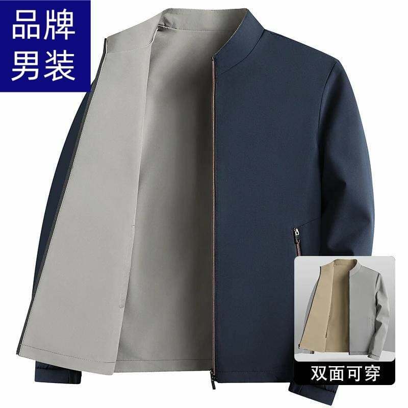 [Desgaste dupla face] Venda quente primavera outono novo estilo jaqueta masculina de meia-idade Casual solto All-Match S