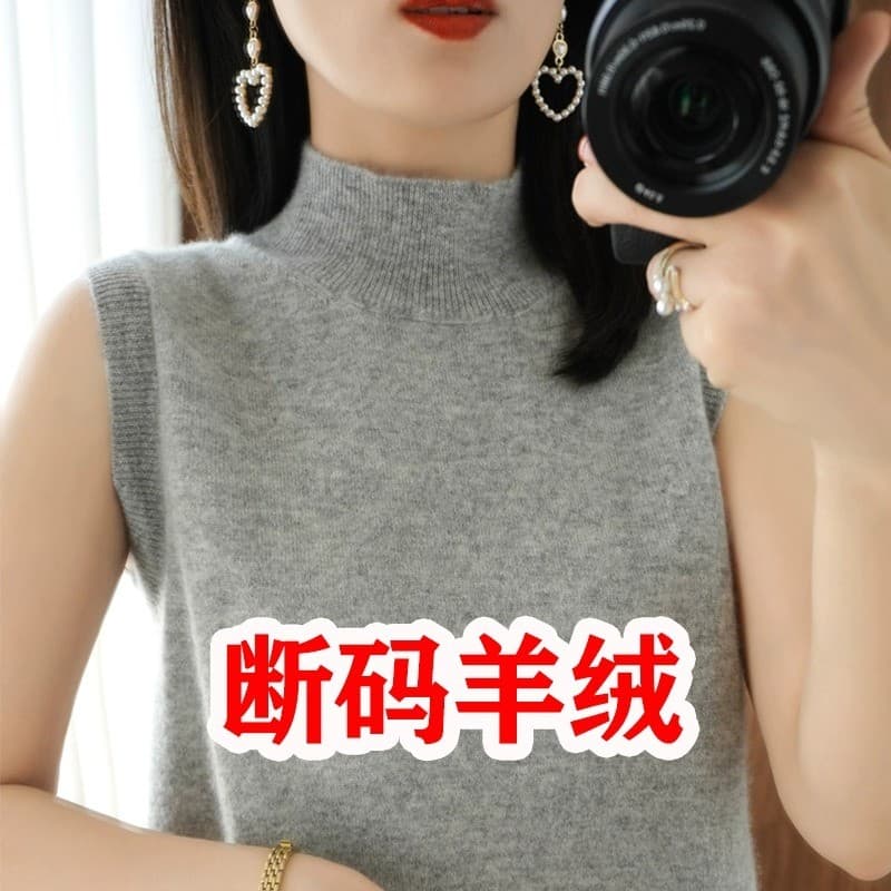 Primavera outono nova sem mangas feminina meia gola alta estilingue camisa de fundo feminino cor sólida terno interior l