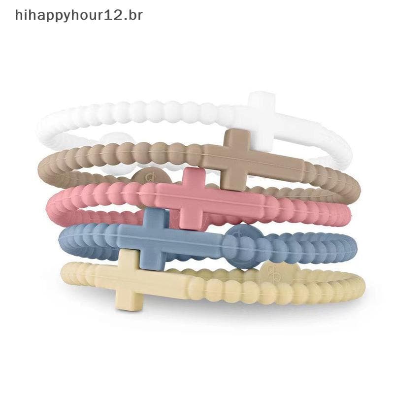 HIHAP Jesus Pulseiras Cruz Macaron-Colorido Frisado De Silicone Presentes Para Mulheres Homens Meninas Meninos Crianças