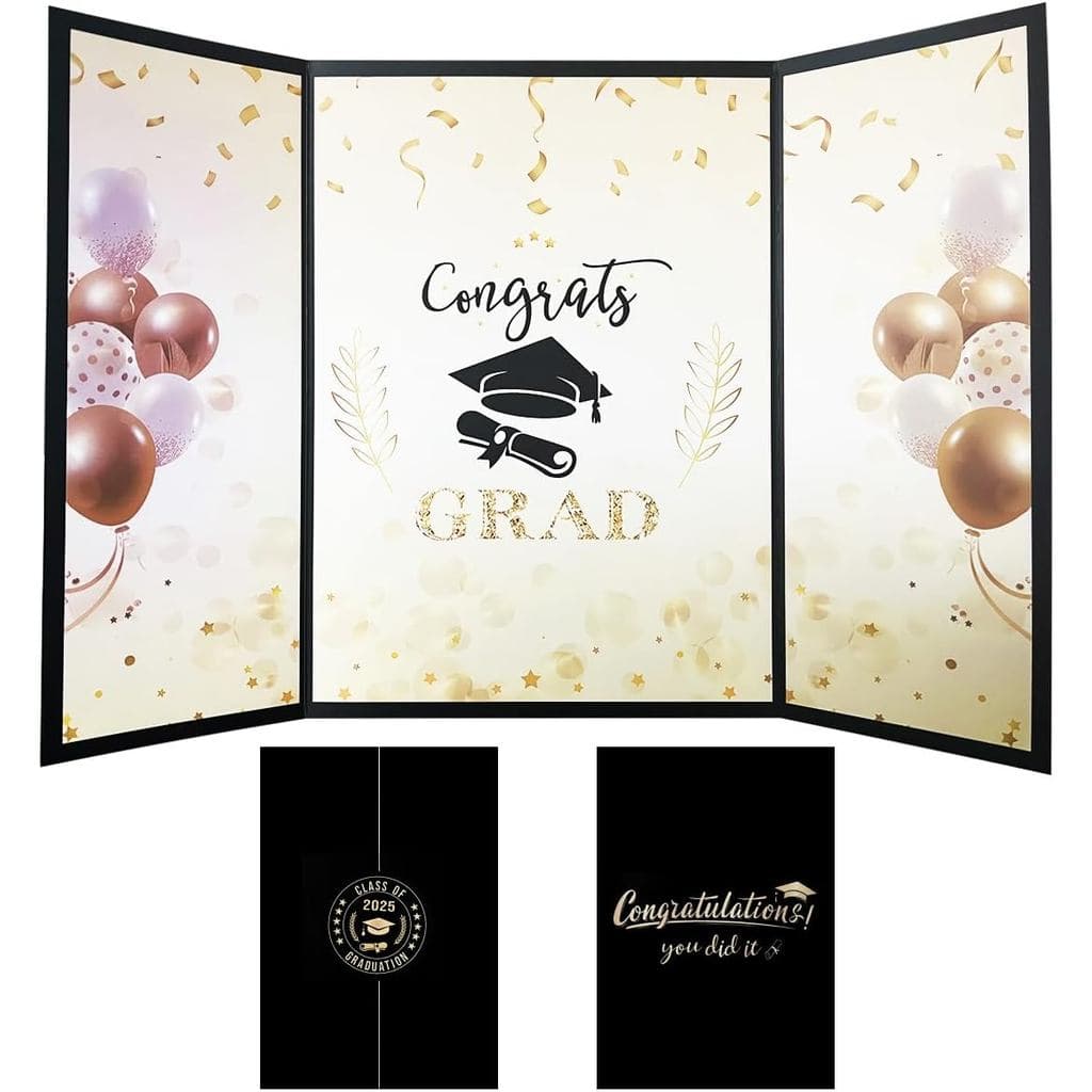 Black Gold Graduation Party Decorations Book,Class of 2025 Congratulations Graduates Signature Guest Book for Congrats G