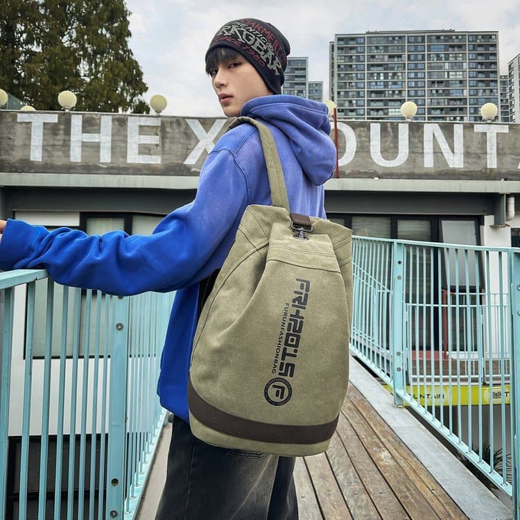 Mochila masculina de lona resistente ao desgaste, lazer ao ar livre, simples, viagem, Fitness, esportes, grande capacida