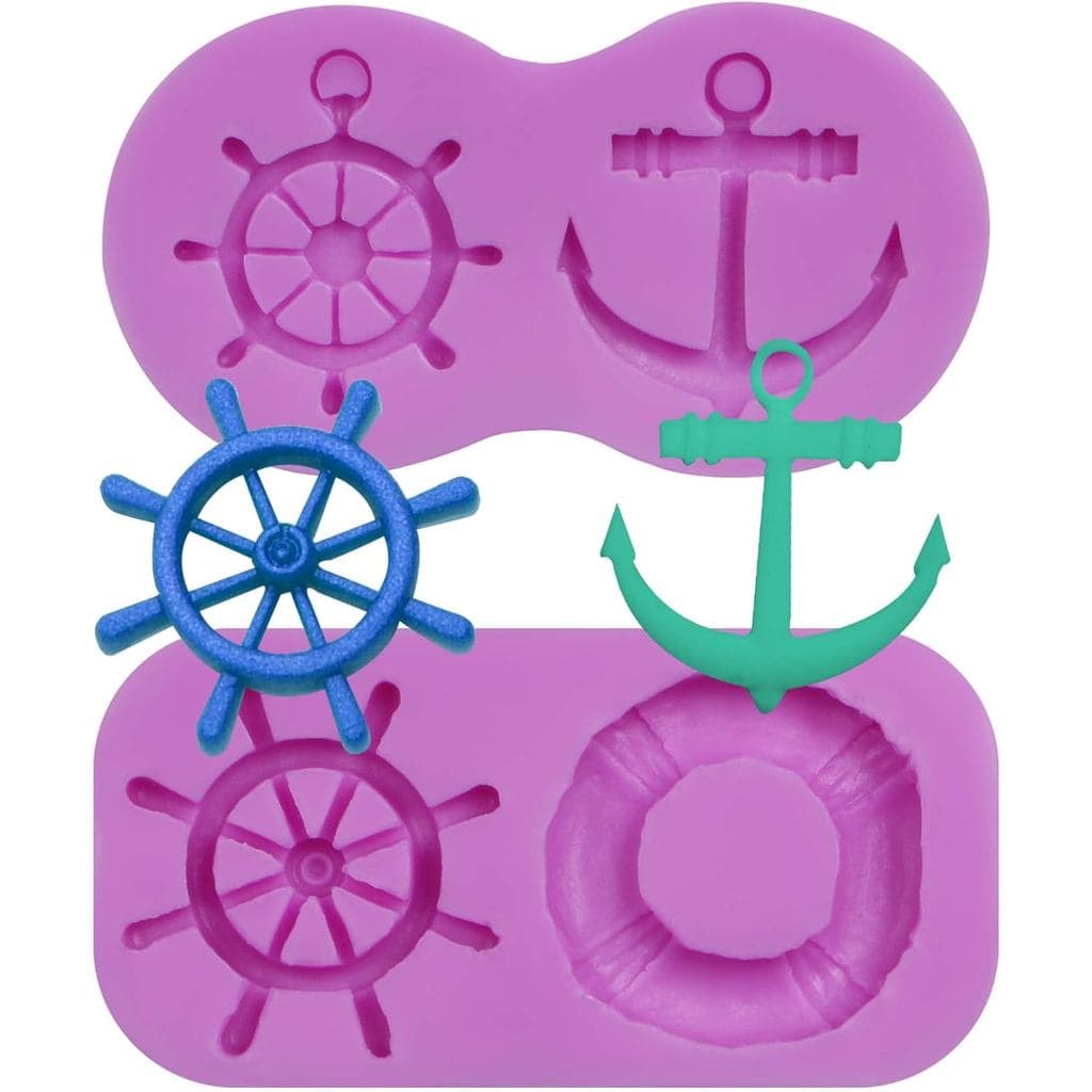 Moldes de Silicone para Fondant em Forma de Âncora, Moldes de Chocolate em Forma de Leme e Boia Salva-vidas para Decoraç