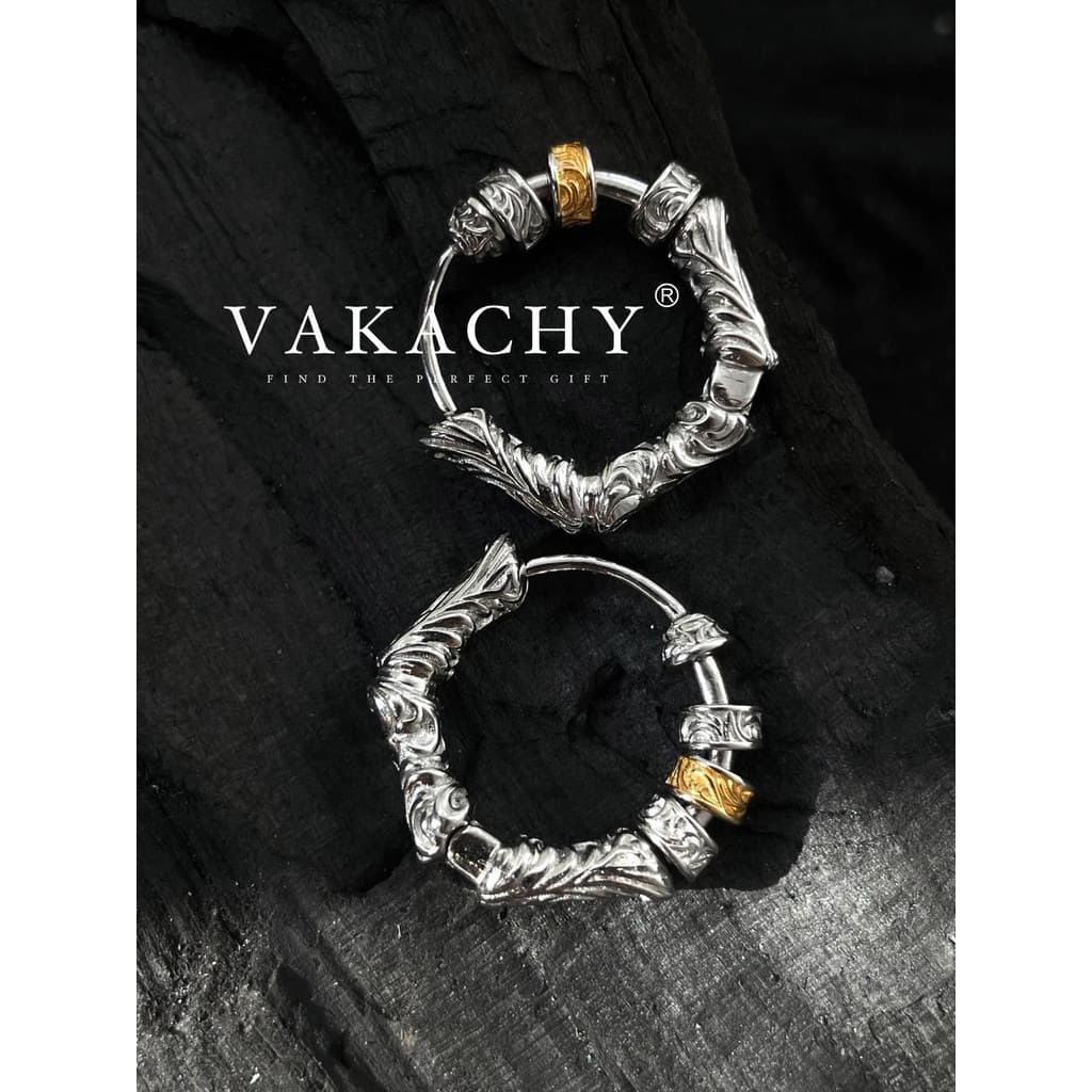 Brinco brinco feminino VAKACHY Tangcao Padrão Lutong Brincos Feminino Ouro Prata Cor Combinando Nicho Design High-End Ún