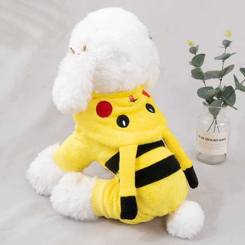 Roupas para cães outono inverno calor Pikachu transformação roupas bonito na moda com capuz Bichon Pomeranian Pet roupas