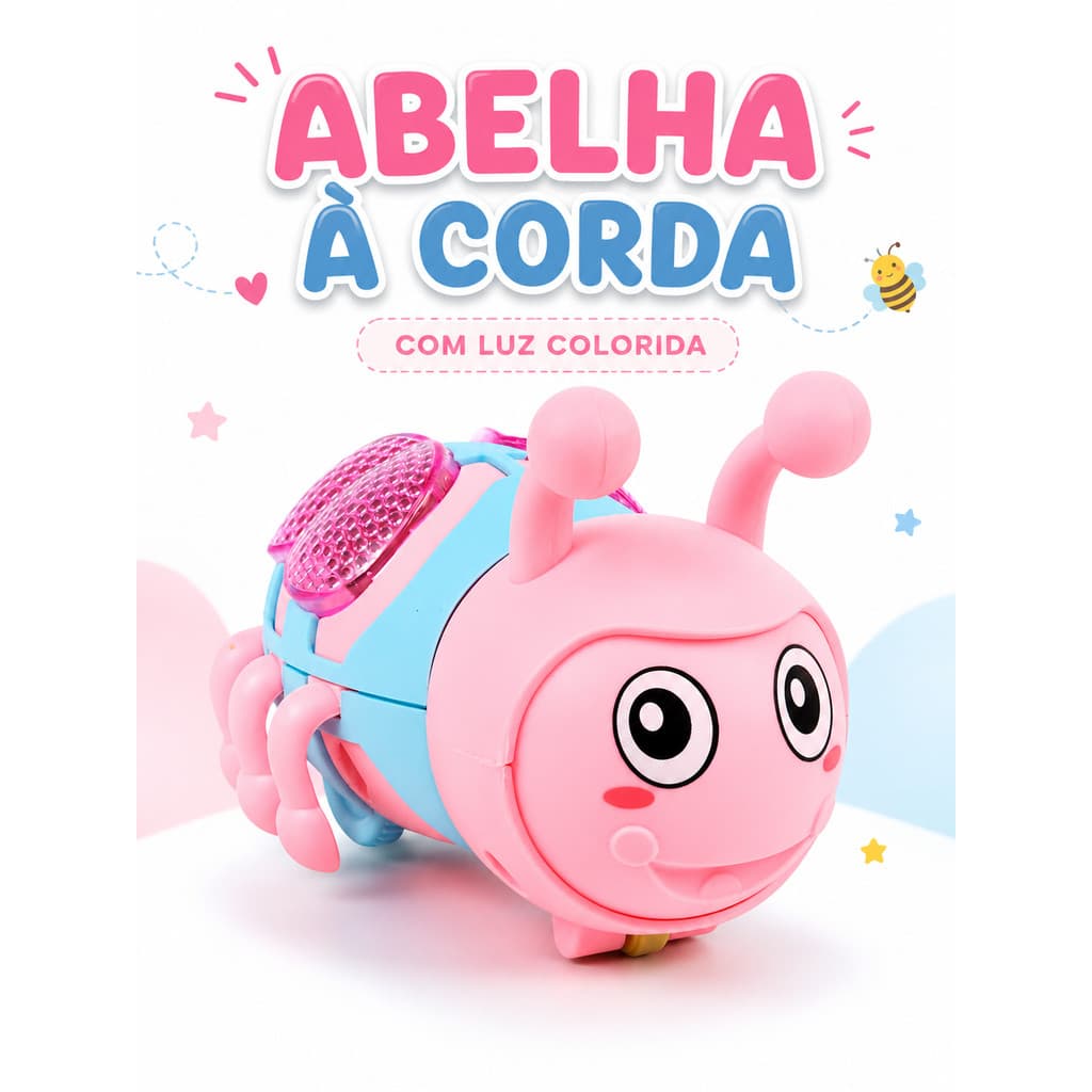 Brinquedo Abelhinha Infantil À Corda Com Luz Colorida Plástico