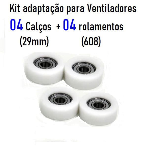 KIT com  04 ROLAMENTOS 608 +  04 CALÇOS para rolamentos 608