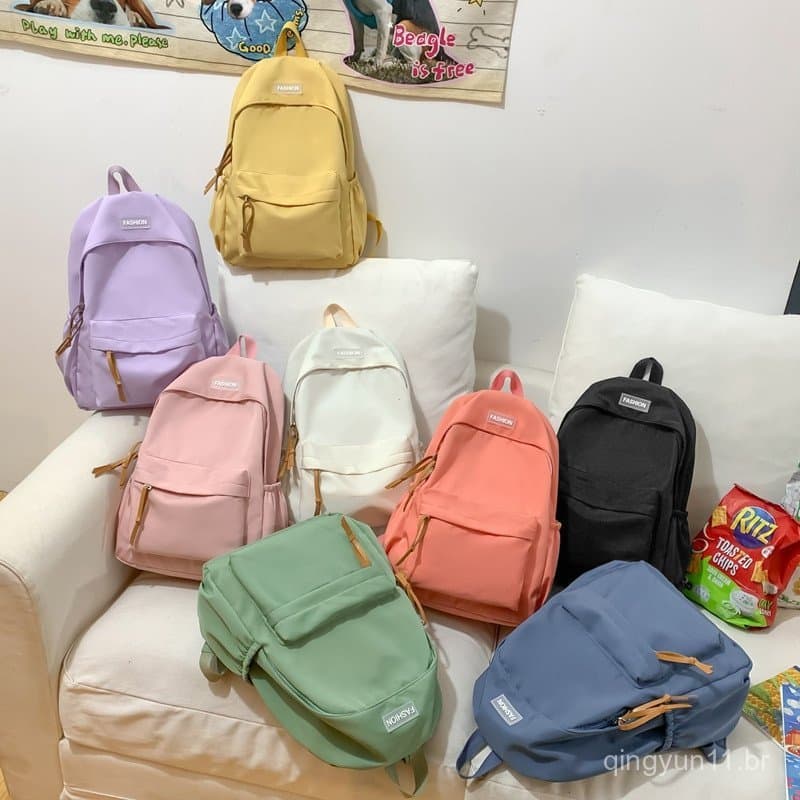 1 Peça Mochila Fechada de Nylon Dopamina de Grande Capacidade, Estilo Universitário, Casual, Cor Sólida, para Mulheres,