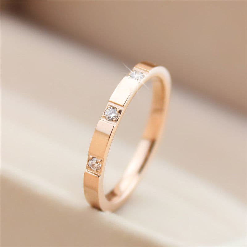 anel solitario anel Anel de dedo indicador de aço titânio feminino Ins Diamond 18K ouro rosa