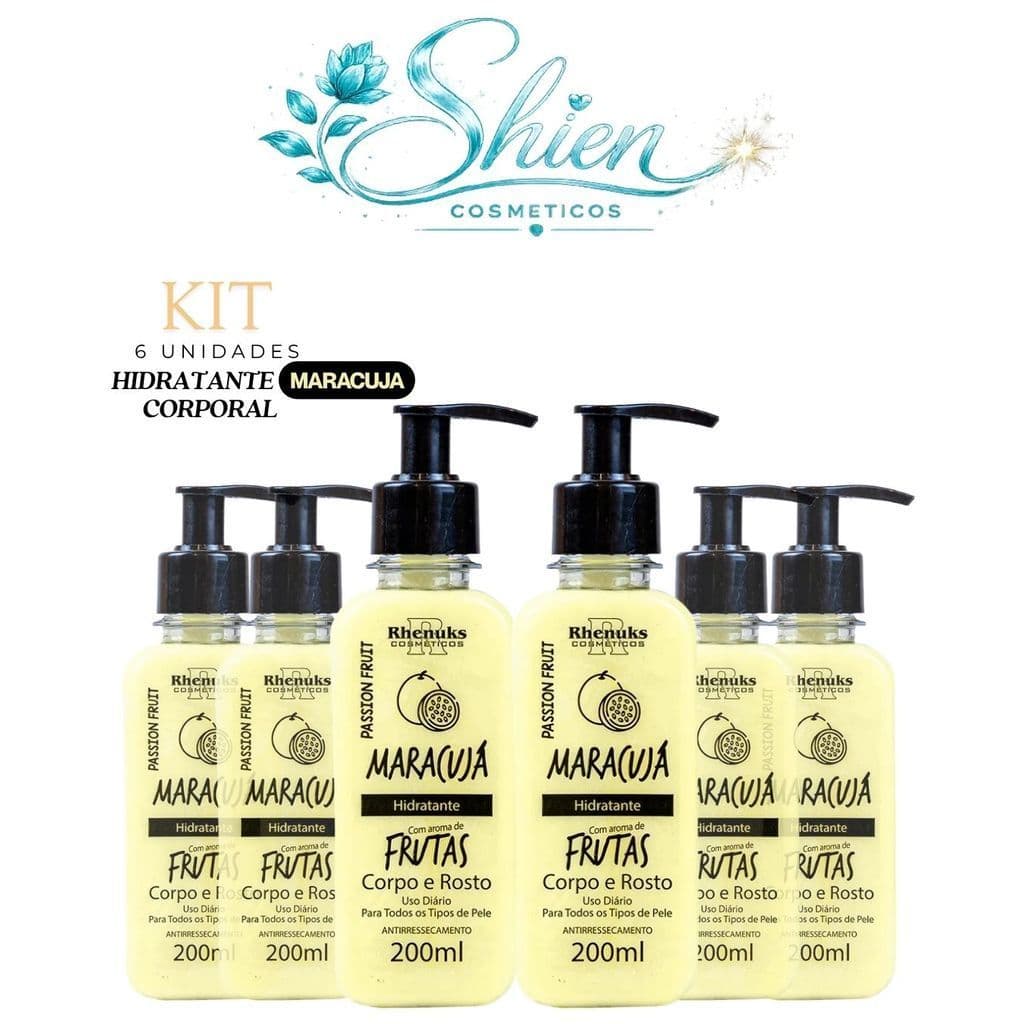 Kit 6 Hidratante Corporal Corpo e Rosto Abacaxi 200ml Rhenuks (Afilhado)