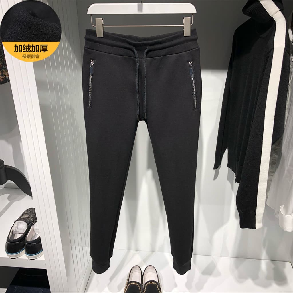 Calças esportivas de lã de lã dos homens inverno cor sólida calças casuais dos homens engrossados calças Leggings calças