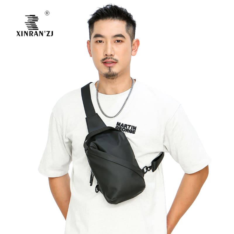 Bolsa de peito Casual masculina, leve, à prova d'água, multifuncional, para andar de motocicleta, bolsa de ombro pequena