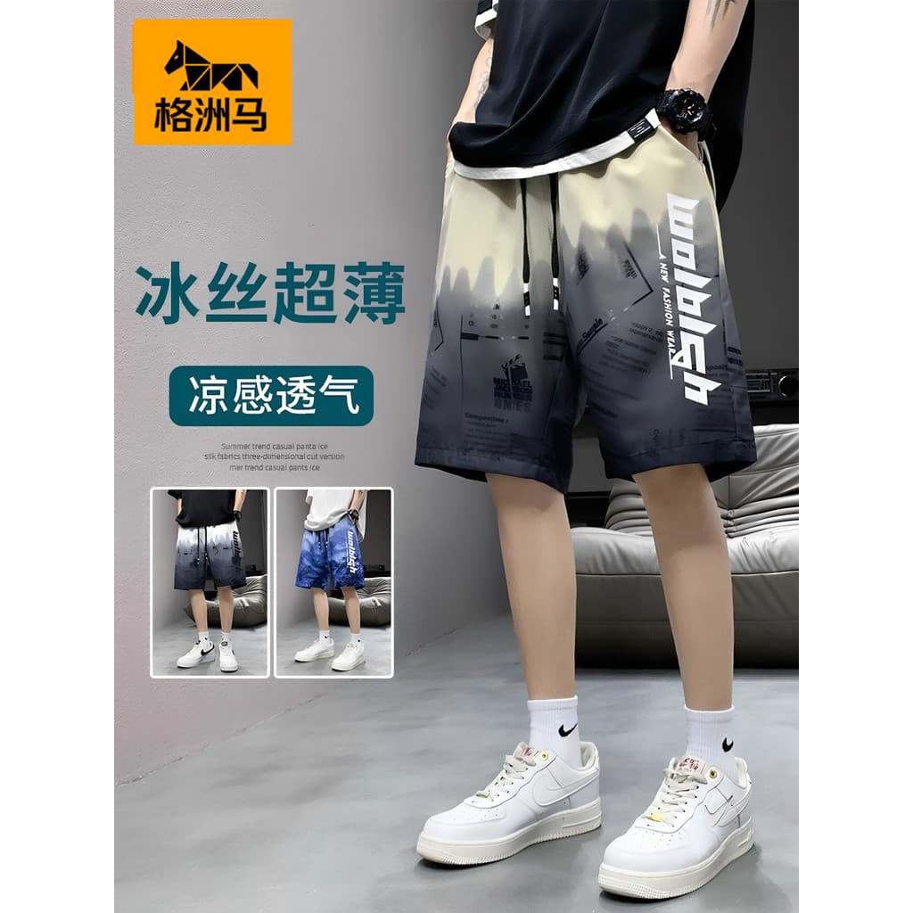 Gezhouma americano na moda Shorts masculinos verão fino solto calças de cinco pontos verão All-match calças de secagem r