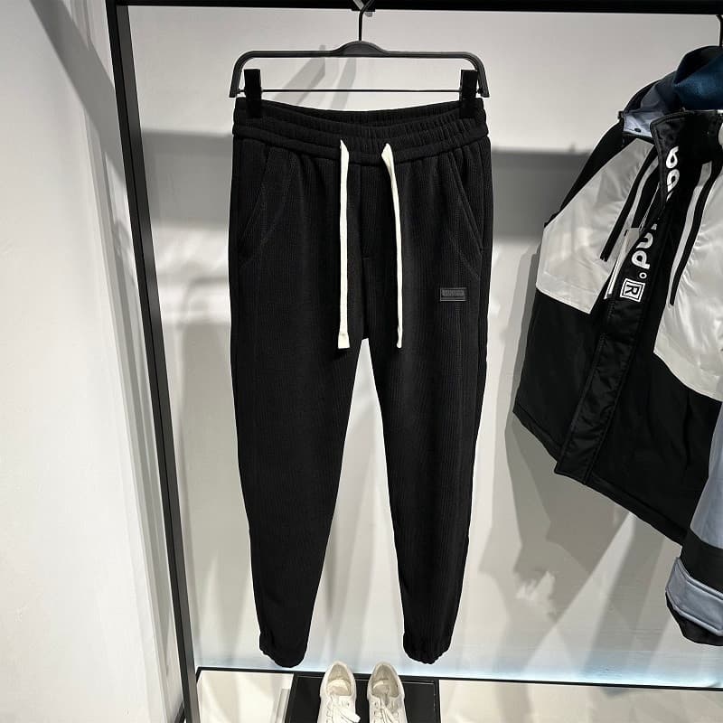Calças de lã Retro All-Match moda na moda calças masculinas com cordão calças de inverno Casual simples calças compridas