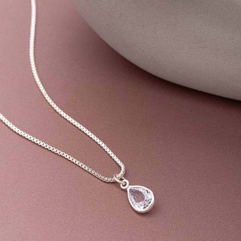Colar com Pingente Gota Folheado a Prata 925 – Feminino, Delicado, Antialérgico, Corrente 45+5 cm