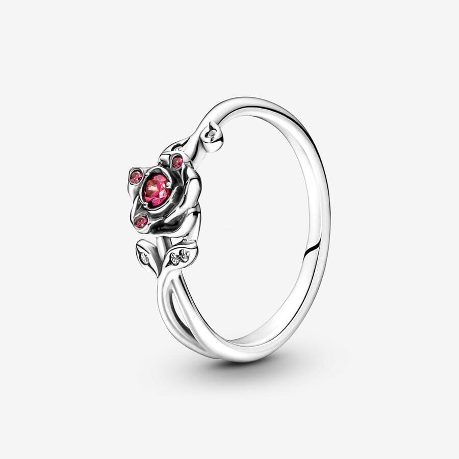 Anel Disney A Bela e a Fera Rosa Prata Esterlina S925 * && ** - & *** & * & * & * -