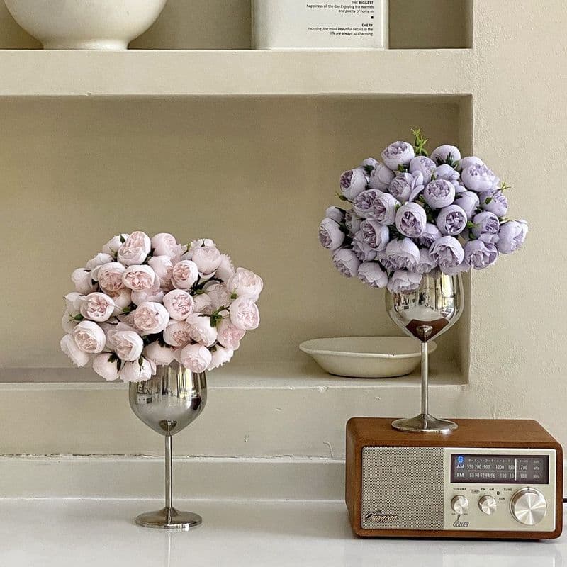 Instantâneo / Simulação de chá de montanha flor copo de prata peças / Elegante festa aniversário decoração