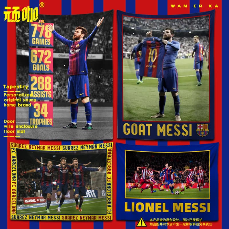 Fundo de TV decoração de parede tapeçaria Messi cena famosa Basa fã de futebol Display exclusivo dormitório inferior bel