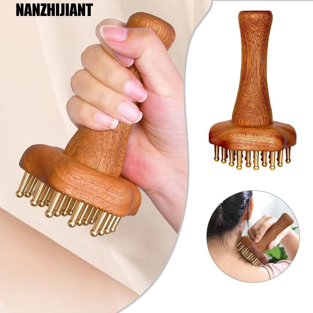 Ferramenta De Massagem Gua Sha De Latão NANZHIJIANT , Escova Portátil De Cabeça De Cobre , Cabo