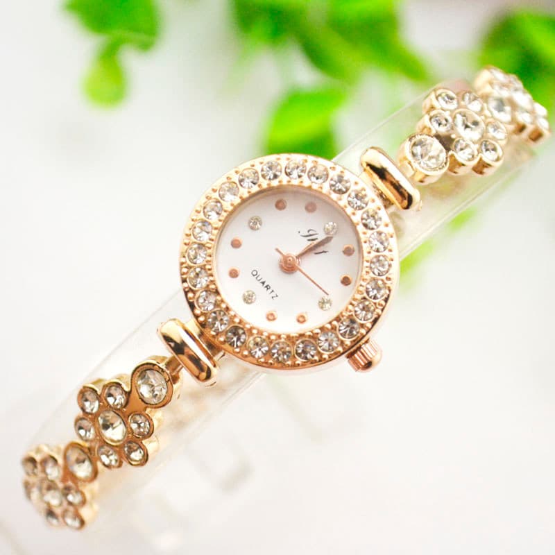 Versão coreana moda pequenas senhoras relógio de pulso strass simples diamante-cravejado relógio feminino na moda estuda