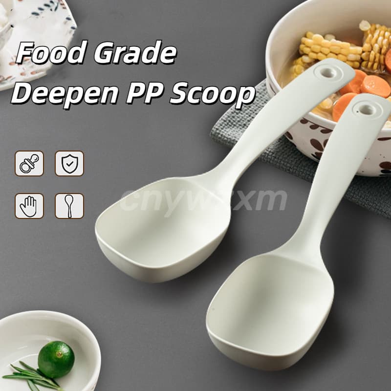 Colher de sopa de plástico PP, colher para farinha, colher de arroz doméstica, cabo longo e grande, utensílio de cozinha