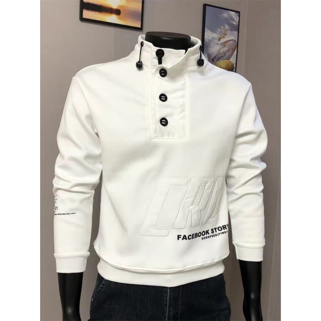 Pulôver moletom 2024 novo estilo camisa de fundo masculino outono inverno forro de lã gola magro-ajuste Street Wear All-