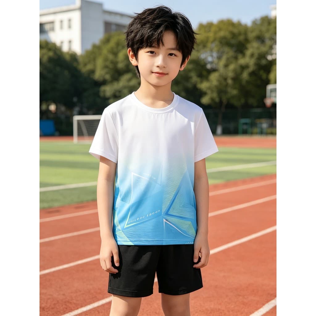 Crianças de seda gelo de secagem rápida Shorts de manga curta terno esportivo feminino verão respirável Casual correndo