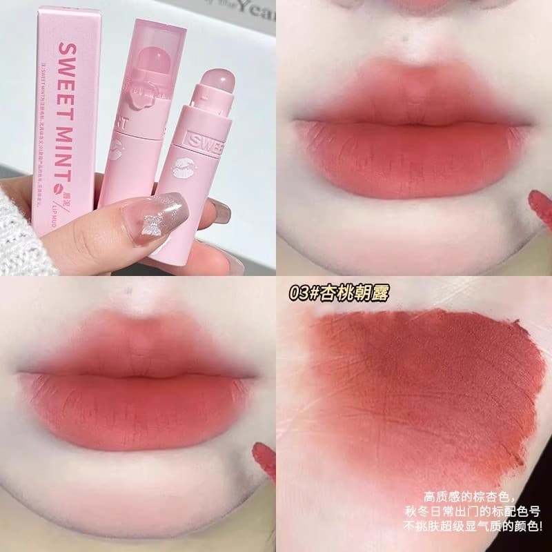 Vem com lama labial com pincel de Silicone!Lama labial veludo fosco fosco esmalte labial Pseudo-Match lábio bochecha dup